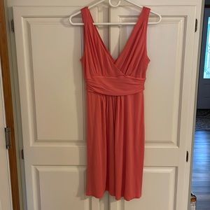 Peach jersey v cut dress